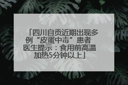 四川自贡近期出现多例“皮蛋中毒”患者 医生提示：食用前高温加热5分钟以上